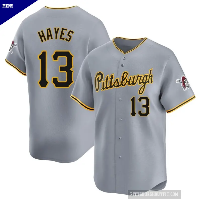 Men's No.13 Ke'Bryan Hayes Pittsburgh Pirates Gray Limited Away Jersey