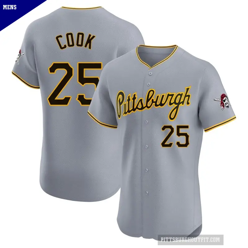 Men's No.25 Billy Cook Pittsburgh Pirates Gray Elite Road Jersey