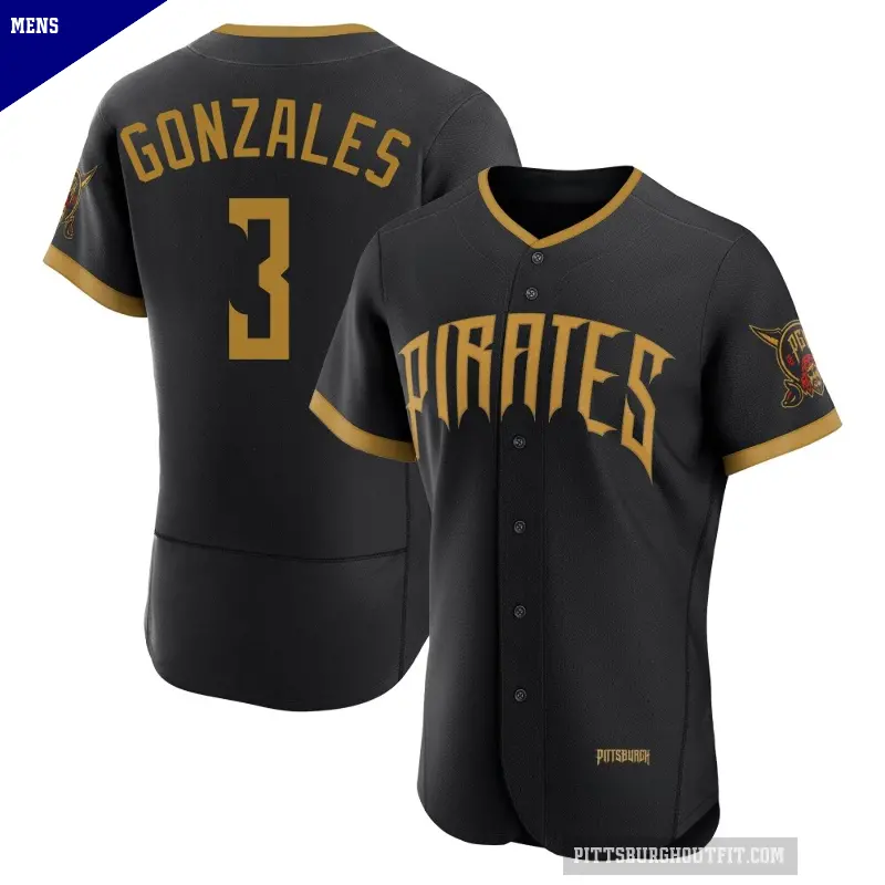 Men's No.3 Nick Gonzales Pittsburgh Pirates Black Authentic 2026 City Connect Stadium Jersey