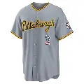 Men's No.3 Nick Gonzales Pittsburgh Pirates Gray Limited USA 250 Fourth Of July Road Stadium Jersey