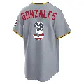 Men's No.3 Nick Gonzales Pittsburgh Pirates Gray Limited USA 250 Fourth Of July Road Stadium Jersey
