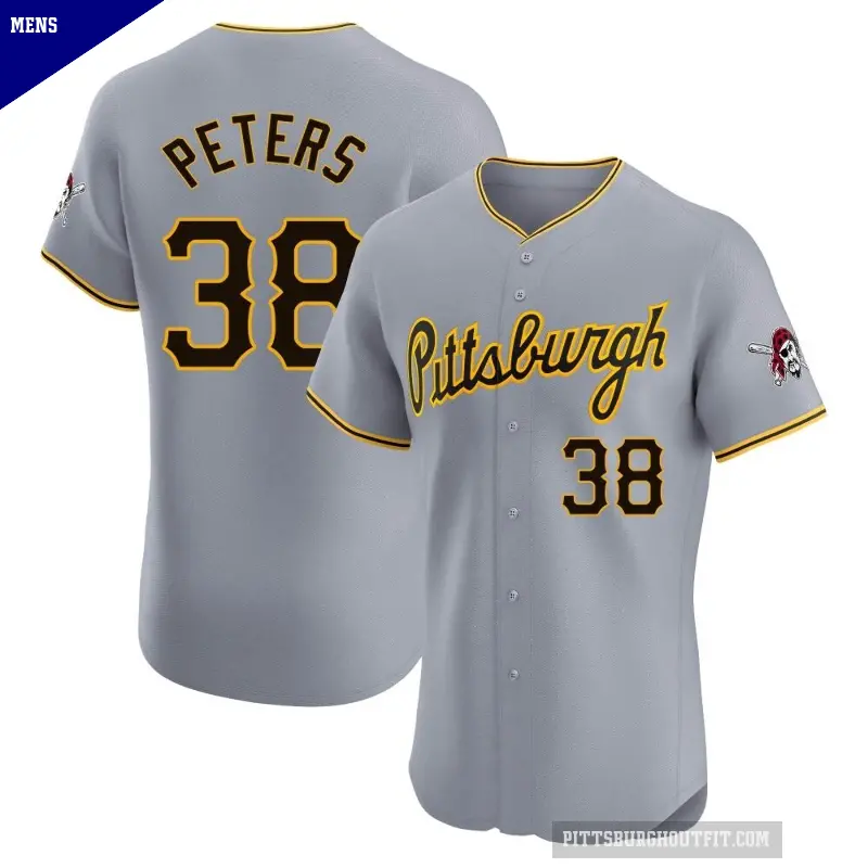 Men's No.38 Dillon Peters Pittsburgh Pirates Gray Elite Road Jersey