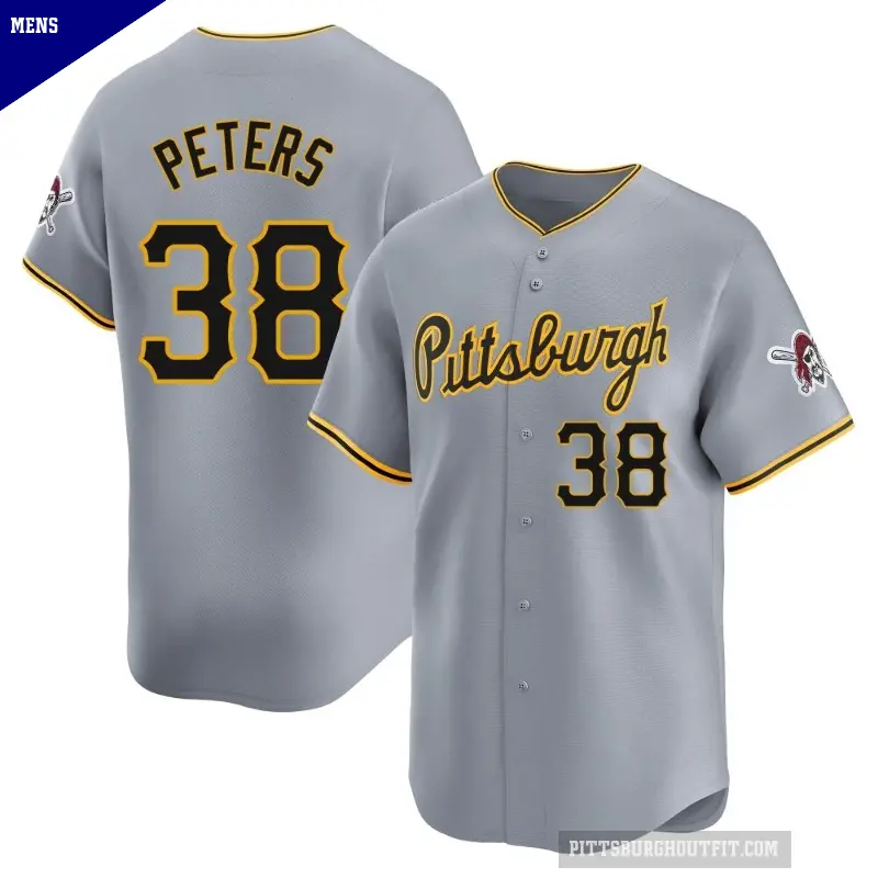 Men's No.38 Dillon Peters Pittsburgh Pirates Gray Limited Away Jersey