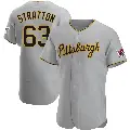 Men's No.63 Hunter Stratton Pittsburgh Pirates Gray Authentic Road Jersey