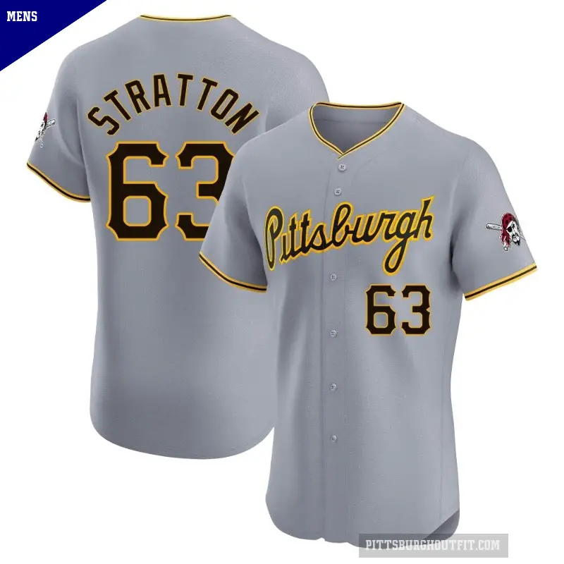 Men's No.63 Hunter Stratton Pittsburgh Pirates Gray Elite Road Jersey