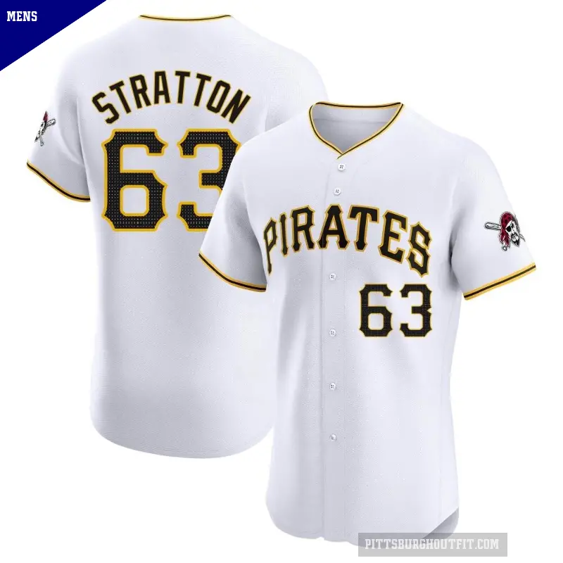Men's No.63 Hunter Stratton Pittsburgh Pirates White Elite Home Jersey