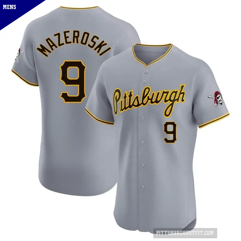 Men's No.9 Bill Mazeroski Pittsburgh Pirates Gray Elite Road Jersey