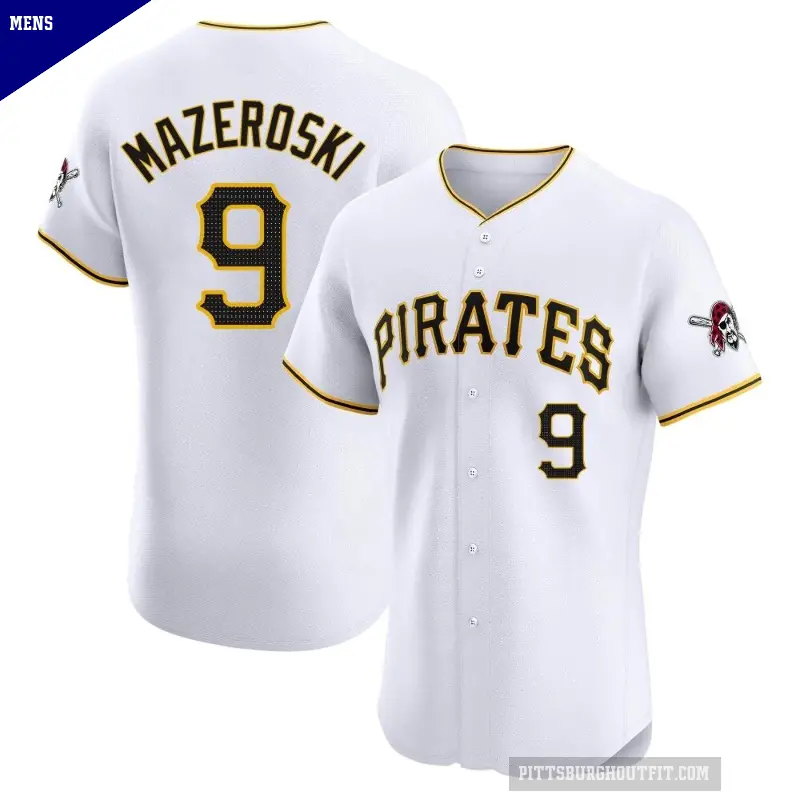 Men's No.9 Bill Mazeroski Pittsburgh Pirates White Elite Home Jersey