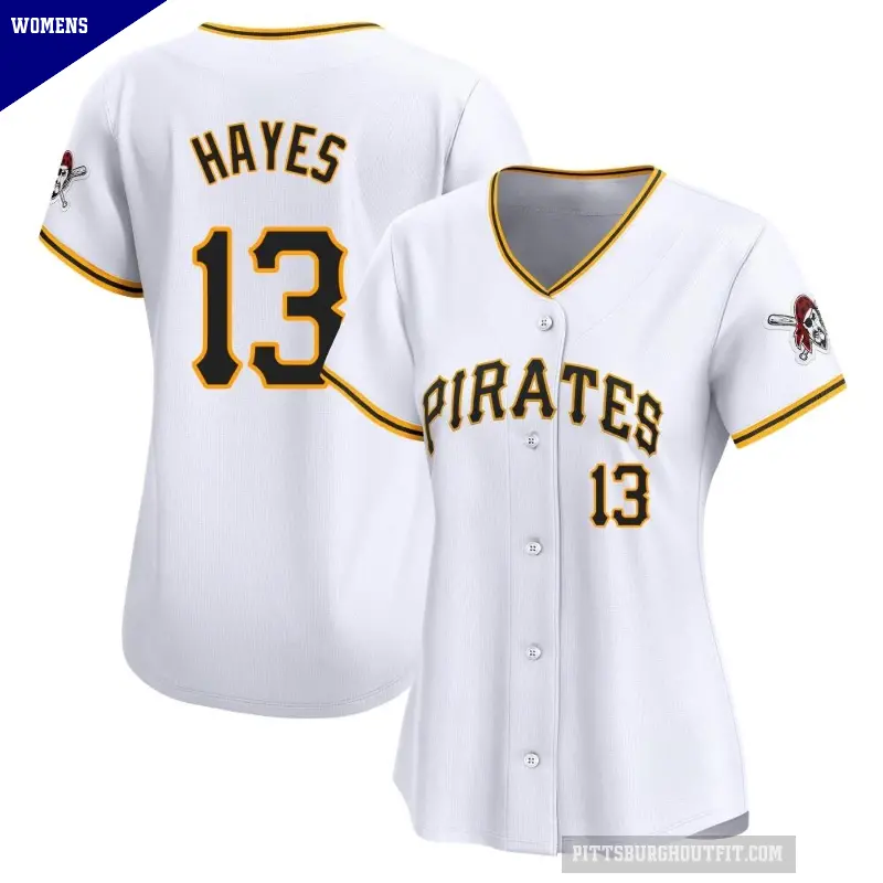Women's No.13 Ke'Bryan Hayes Pittsburgh Pirates White Limited Home Jersey