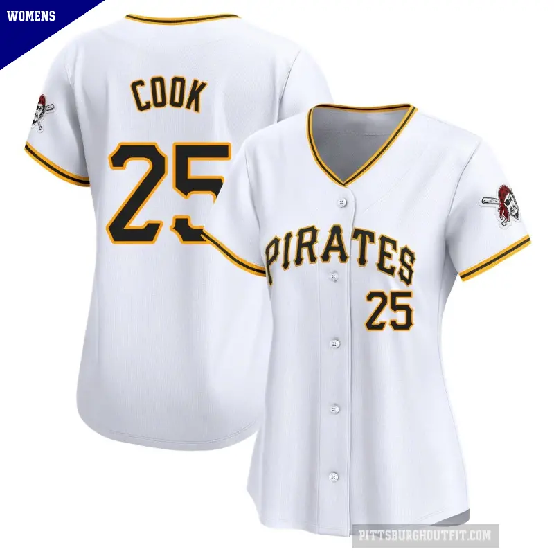 Women's No.25 Billy Cook Pittsburgh Pirates White Limited Home Jersey