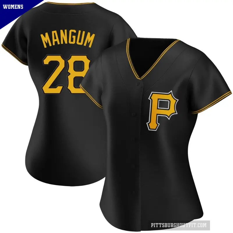 Women's No.28 Jake Mangum Pittsburgh Pirates Black Authentic Alternate Jersey