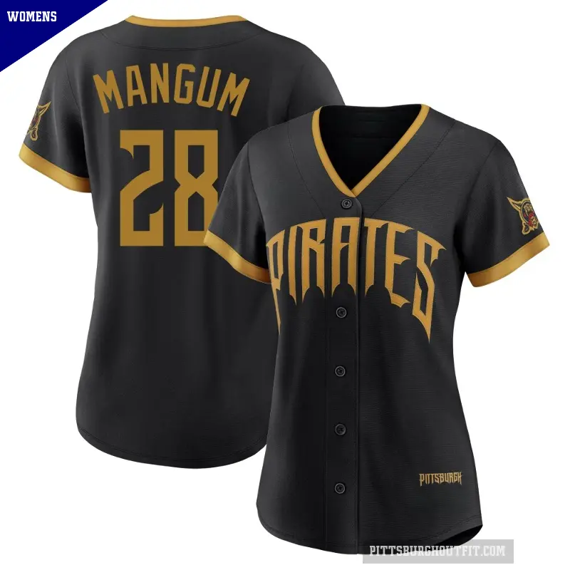 Women's No.28 Jake Mangum Pittsburgh Pirates Black Limited 2026 City Connect Stadium Jersey