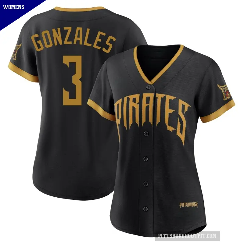 Women's No.3 Nick Gonzales Pittsburgh Pirates Black Limited 2026 City Connect Stadium Jersey