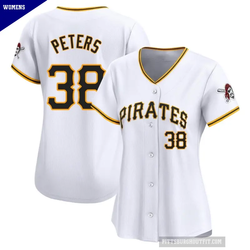 Women's No.38 Dillon Peters Pittsburgh Pirates White Limited Home Jersey