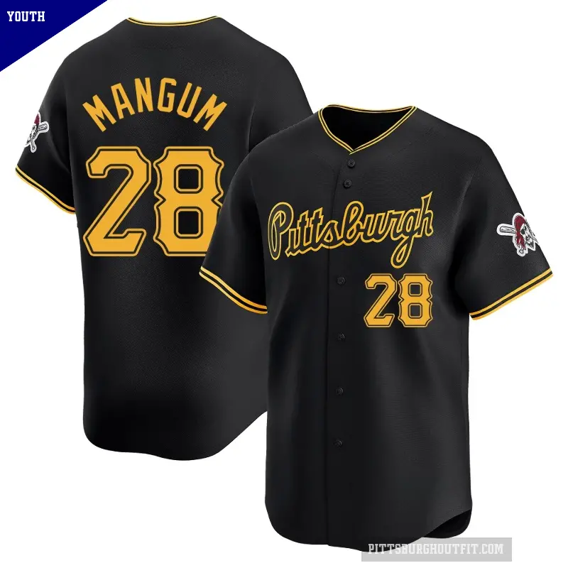 Youth No.28 Jake Mangum Pittsburgh Pirates Black Limited Alternate Jersey