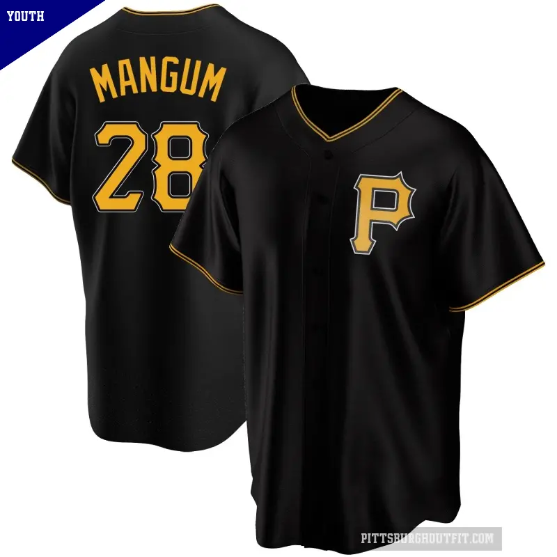Youth No.28 Jake Mangum Pittsburgh Pirates Black Replica Alternate Jersey