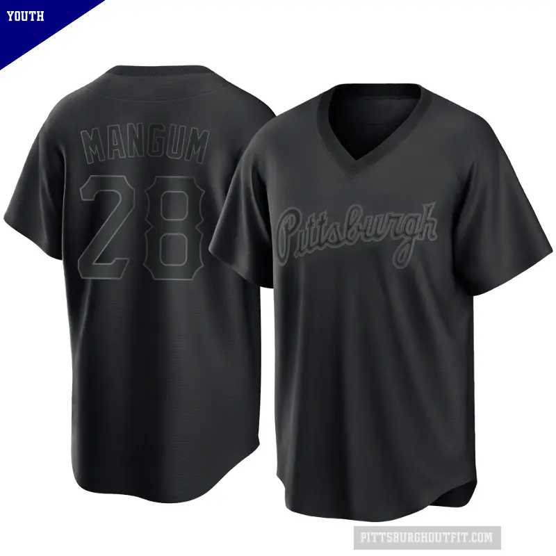 Youth No.28 Jake Mangum Pittsburgh Pirates Black Replica Pitch Fashion Jersey