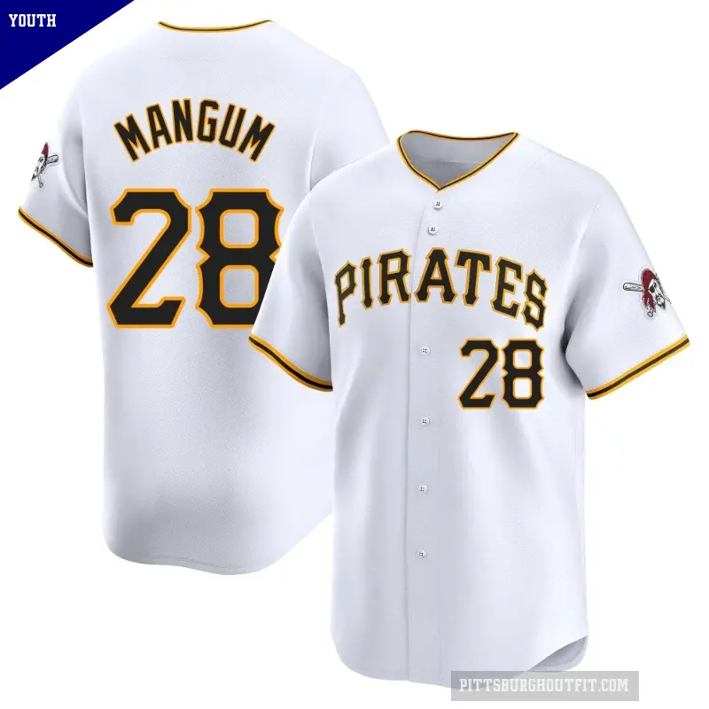 Youth No.28 Jake Mangum Pittsburgh Pirates White Limited Home Jersey