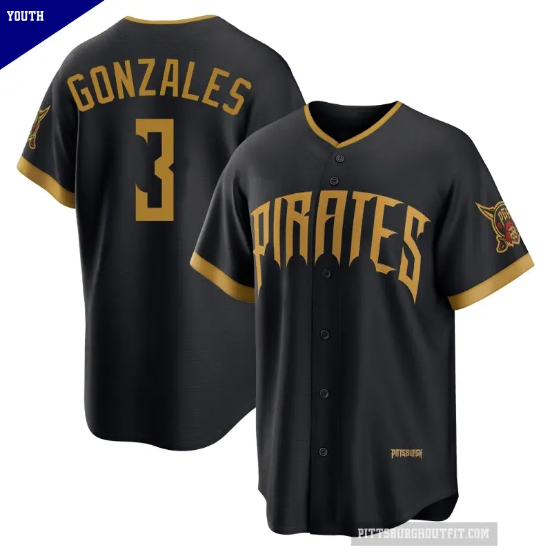 Youth No.3 Nick Gonzales Pittsburgh Pirates Black Limited 2026 City Connect Stadium Jersey