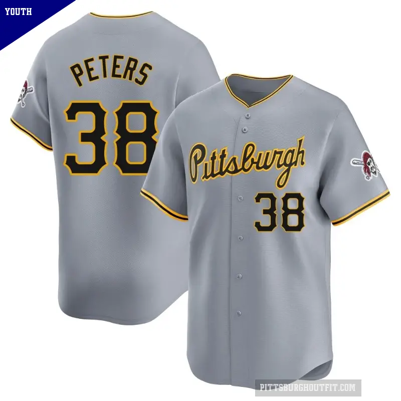Youth No.38 Dillon Peters Pittsburgh Pirates Gray Limited Away Jersey