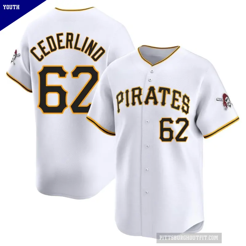 Youth No.62 Blake Cederlind Pittsburgh Pirates White Limited Home Jersey