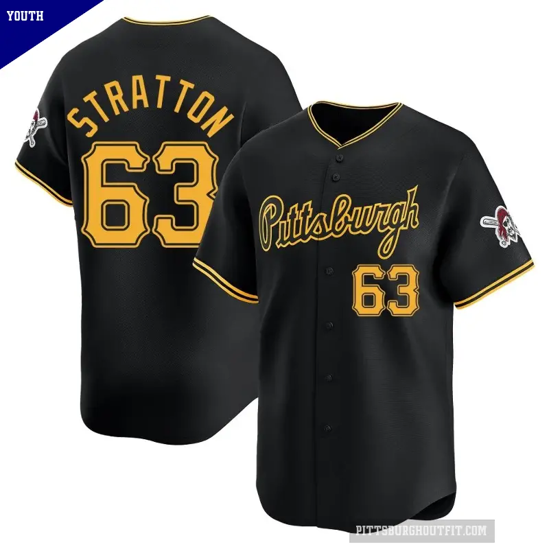 Youth No.63 Hunter Stratton Pittsburgh Pirates Black Limited Alternate Jersey