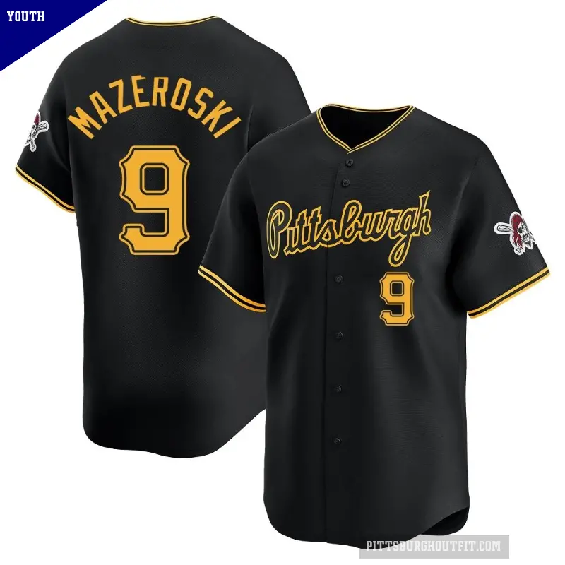 Youth No.9 Bill Mazeroski Pittsburgh Pirates Black Limited Alternate Jersey