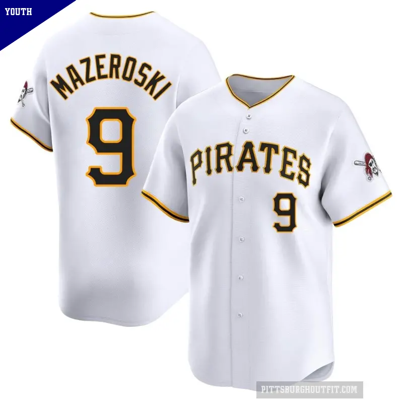 Youth No.9 Bill Mazeroski Pittsburgh Pirates White Limited Home Jersey